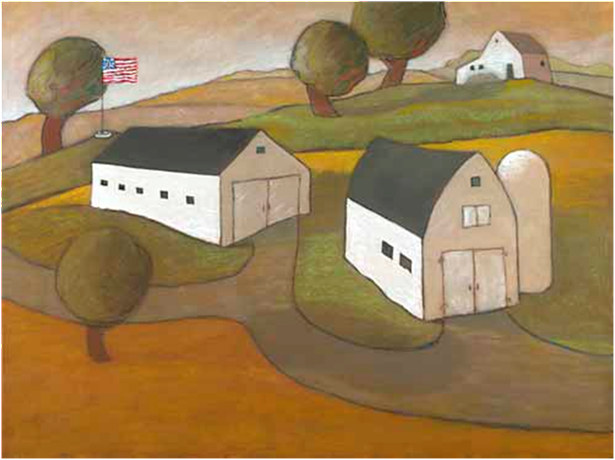 American Barns Folk Art Painting, Bob Ferrucci Art